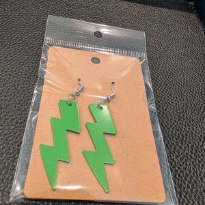 LeSpoon Green Lightning Bolt Earrings
